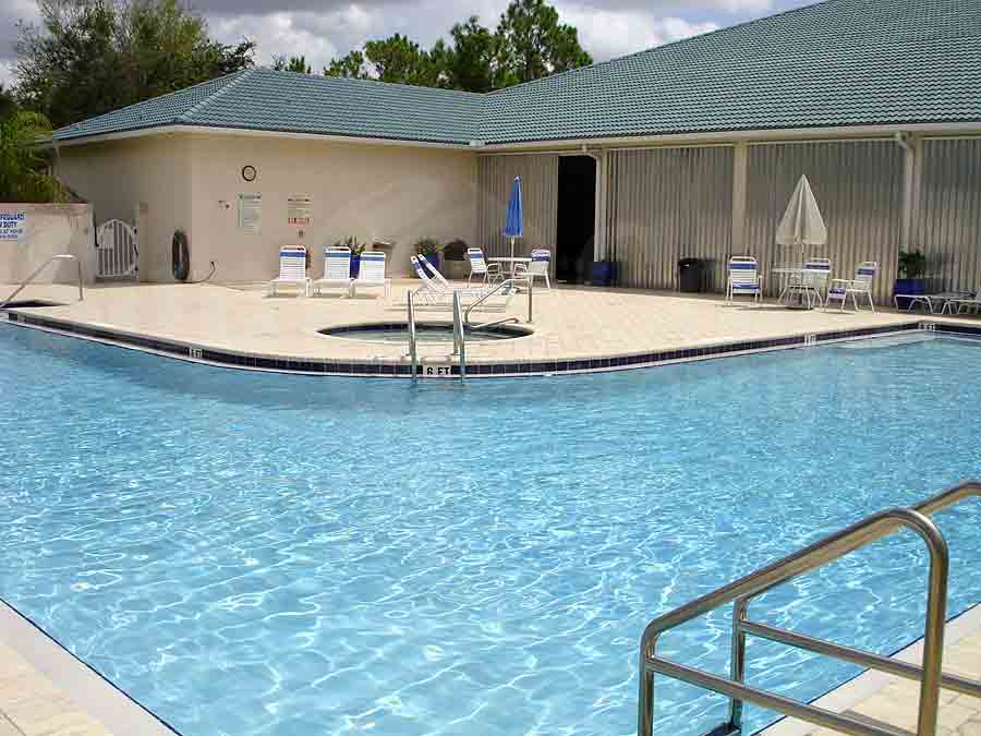 SILVER LAKES RV RESORT Community Pool and Sun Deck Furnishings